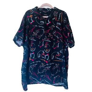 Roark Gonzo Creatures Print Short Sleeve Button Down Mens Shirt XXL Outdoor